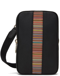 Paul Smith Black Leather Signature Stripe Messenger Bag