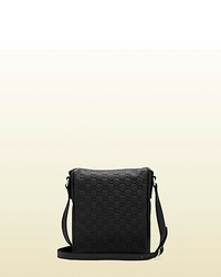 Gucci Black Ssima Leather Messenger Bag