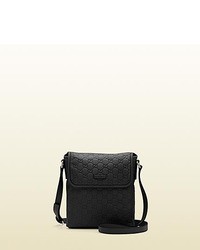 Gucci Black Ssima Leather Messenger Bag