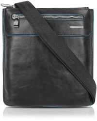 Piquadro Blue Square Slim Leather Messenger Bag