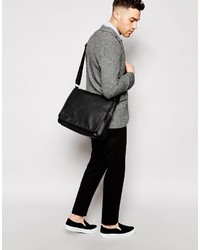 Asos Brand Satchel In Black Faux Leather