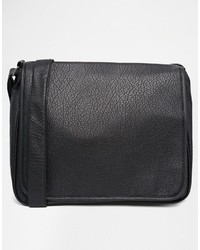 Asos Brand Satchel In Black Faux Leather