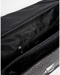 Asos Brand Smart Satchel In Black Faux Leather