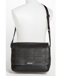 Burberry Emmett Check Embossed Leather Messenger Bag