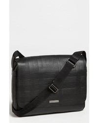 Burberry Emmett Check Embossed Leather Messenger Bag