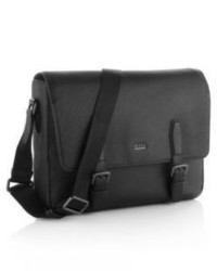 Hugo Boss Martie Grained Leather Messenger Bag Adjustable Strap One Size Black
