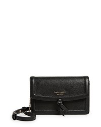 kate spade new york Knott Pebbled Leather Flap Crossbody Bag In Black At Nordstrom