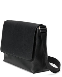 Gucci Leather Medium Flap Messenger Bag Black
