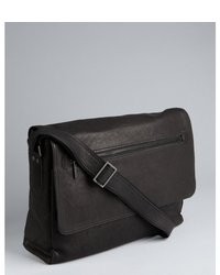 Kenneth Cole New York Black Leather Front Flap Messenger Bag