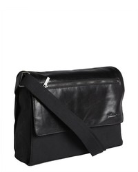 Kenneth Cole New York Black Nylon And Leather Front Flap Messenger Bag
