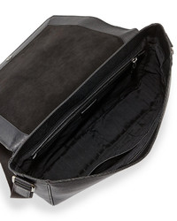 Giorgio Armani Saffiano Leather Messenger Bag Black