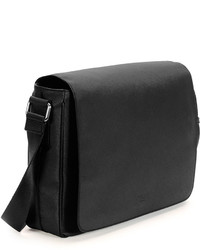 Giorgio Armani Saffiano Leather Messenger Bag Black