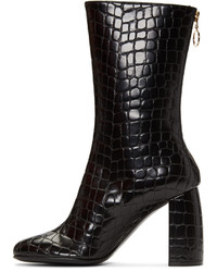 Stella McCartney Black Croc Embossed Boots