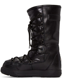 Moncler Black Leather Ltitia Boots