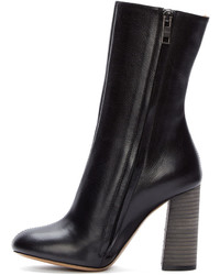 Chloé Black Leather Mid Calf Boots
