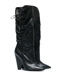 Saint Laurent Black Niki 105 Slouch Leather Boots