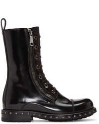 Dolce & Gabbana Black Patent Leather Combat Boots