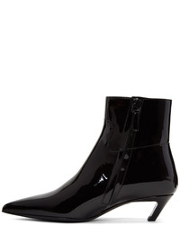 Balenciaga Black Patent Slash Heel Boots