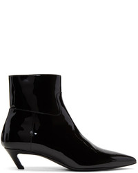Balenciaga Black Patent Slash Heel Boots