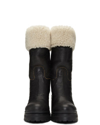 Miu Miu Black Shearling Crinkled Boots