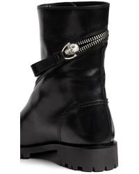 Alexander McQueen Curve Skull Zip Leather Boots