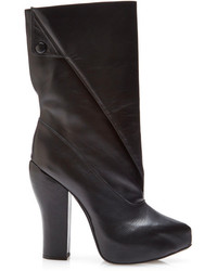 Carven Fold Over Leather Boots Black