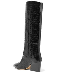 Tibi Logan Croc Effect Leather Knee Boots