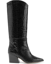Tibi Logan Croc Effect Leather Knee Boots
