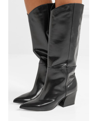 Tibi Logan Glossed Leather Knee Boots