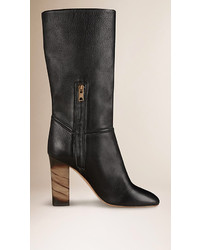 Burberry Mid Calf Leather Boots