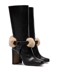 Off-White Riding Xx Leather And Shearling Boots
