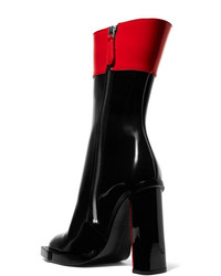 Alexander McQueen Two Tone Glossed Leather Boots