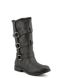 UNIONBAY Mode Black Faux Leather Fashion Mid Calf Boots