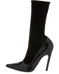 Balenciaga Velvet Patent Mid Calf 110mm Boot Noir