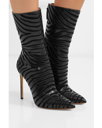 Francesco Russo Zebra Appliqud Leather And Suede Boots