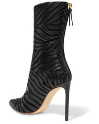 Francesco Russo Zebra Appliqud Leather And Suede Boots