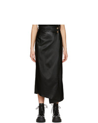 Aeron Black Faux Leather Lucilla Wrap Skirt