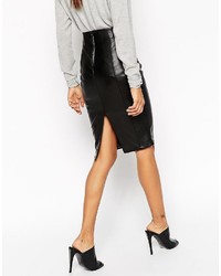 Asos Collection Pencil Skirt In Leather Look With Seam Details