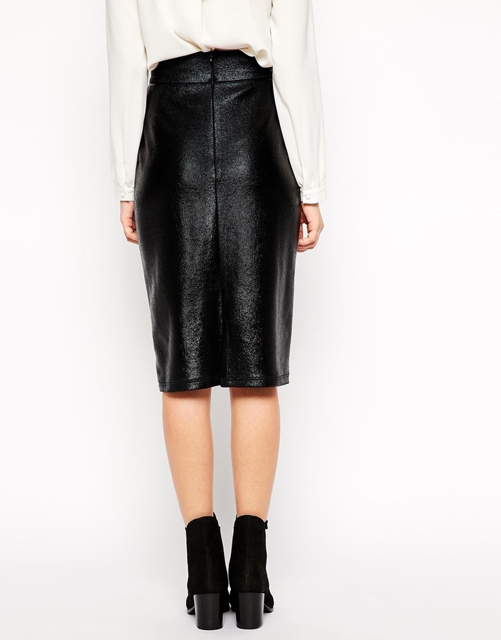 Sister Jane Cracked Faux Leather Pencil Skirt With Fringe Detail, $94 ...