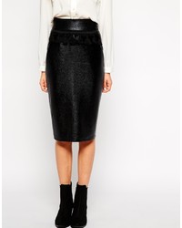 Sister Jane Cracked Faux Leather Pencil Skirt With Fringe Detail