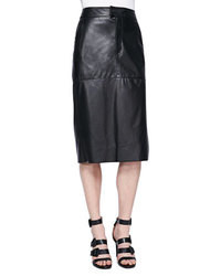 Helmut Lang Stilt Paneled Leather Midi Skirt