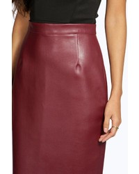 Boohoo Jasmine Leather Look Midi Skirt