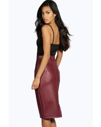 Boohoo Jasmine Leather Look Midi Skirt