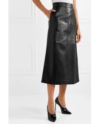 Saint Laurent Leather Midi Skirt