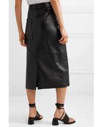 Tibi Leather Midi Skirt