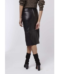 Leather Zip Pencil Skirt