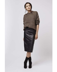 Leather Zip Pencil Skirt