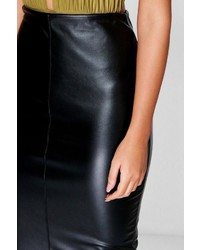 Boohoo Loren Leather Look Midi Skirt
