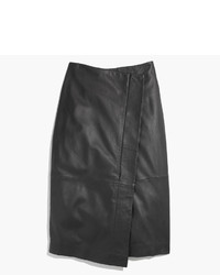 Madewell Leather Wrap Midi Skirt