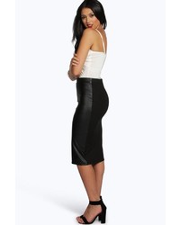 Boohoo Serena Leather Look Midi Skirt